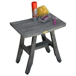 CoastalVogue Satori 18" Eastern Style Teak Shower Bench, Coquina Gray -Laural Home Shop edd1bdd60cbf3ba3 8247 w800 h800 b1 p0