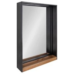 Uniek Mehta Wood And Metal Shelf Mirror, Rustic Brown/Silver 20x30