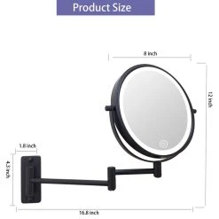 JimsMaison 8 Inch Double-Sided Framed Wall Mounted 10X LED Magnifying Bathroom Mirror, Blac -Laural Home Shop eed18b6f02fdf495 7655 w800 h800 b1 p0