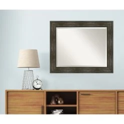 Amanti Art Rail Rustic Char Beveled Bathroom Wall Mirror - 33.75 X 27.75 In. -Laural Home Shop ef31b8d90ec6c428 6854 w800 h800 b0 p0