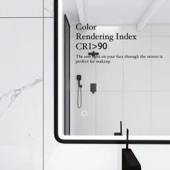 Jims Maison Rectangular Framed Wall-Mount Anti-Fog LED Light Bathroom Vanity Mirror -Laural Home Shop ef817307026bb885 9662 w800 h800 b0 p0