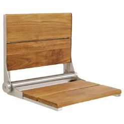 Grab Bar Specialists Life Line Series, Contour Shower Seats, Teak, 26", Brushed Nickel