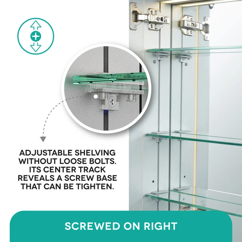 Fine Fixtures LED Recessed/Surface Mount Medicine Cabinet, Aluminum, 20"x30", Right Hand Door 9 Fine Fixtures LED Recessed/Surface Mount Medicine Cabinet, Aluminum, 20"x30", Right Hand Door - Image 7