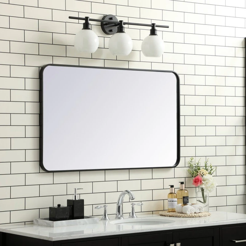 Elegant Furniture & Lighting Elegant Decor MR802440BK Soft Corner Metal Rectangular Mirror, 24"x40" 5 Elegant Furniture & Lighting Elegant Decor MR802440BK Soft Corner Metal Rectangular Mirror, 24"x40" - Image 3