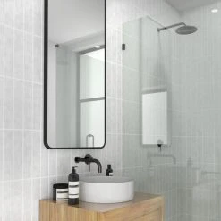 Glass Warehouse 22" W X 48" H Radius Corner Stainless Steel Framed Mirror, Black -Laural Home Shop f031d6d100918884 6184 w800 h800 b0 p0