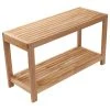 Nordic Style Natural Teak Spa Bench With Shelf, 35" -Laural Home Shop f0a13f6e0f246a4a 3745 w800 h800 b1 p0
