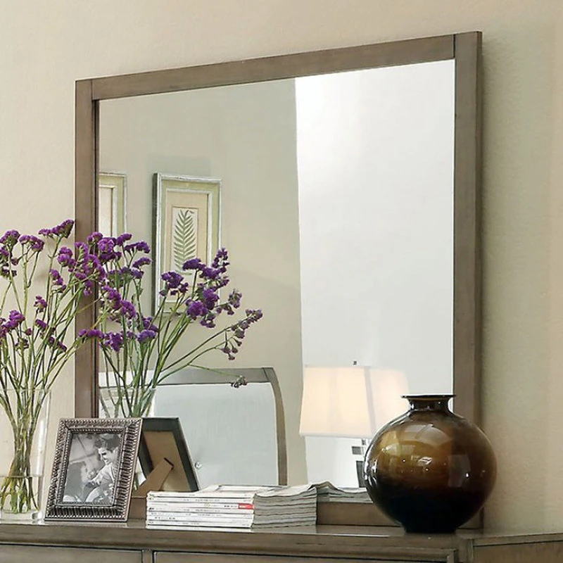 Benzara, Woodland Imprts, The Urban Port BM123533 Enrico I Contemporary Style Mirror, Gray 4 Benzara, Woodland Imprts, The Urban Port BM123533 Enrico I Contemporary Style Mirror, Gray - Image 2