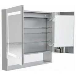 Modland Modern LED Mirror Medicine Cabinet With 3-Touch Switches, Aluminum Natural Color Oxidation -Laural Home Shop f191ca5403944798 9083 w800 h800 b1 p0