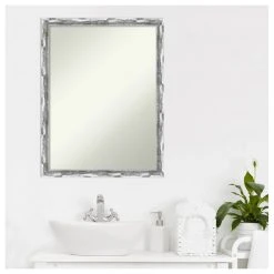 Amanti Art Scratched Wave Chrome Non-Beveled Bathroom Wall Mirror - 20 X 26 In. 18 Amanti Art Scratched Wave Chrome Non-Beveled Bathroom Wall Mirror - 20 X 26 In. -Laural Home Shop f1e10b1502bdde04 6144 w800 h800 b1 p0