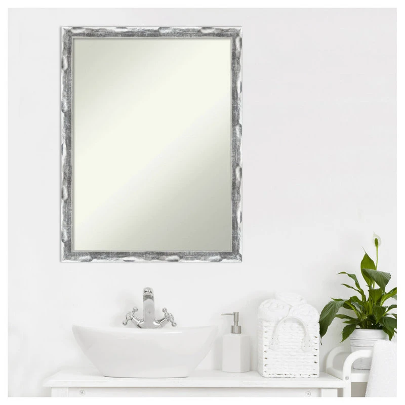 Amanti Art Scratched Wave Chrome Non-Beveled Bathroom Wall Mirror - 20 X 26 In. 10 Amanti Art Scratched Wave Chrome Non-Beveled Bathroom Wall Mirror - 20 X 26 In. - Image 8
