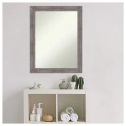 Amanti Art Pinstripe Plank Grey Narrow Non-Beveled Bathroom Wall Mirror - 21.5 X 27.5 In. -Laural Home Shop f22145bb02bdddec 6191 w800 h800 b1 p0