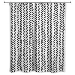 DDCG Modern Herringbone Shower Curtain, Black