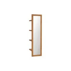 Vida XL International B.V. VidaXL Solid Teak Wood Wall Mirror With Shelves Wooden Mirror Bedroom Bathroom
