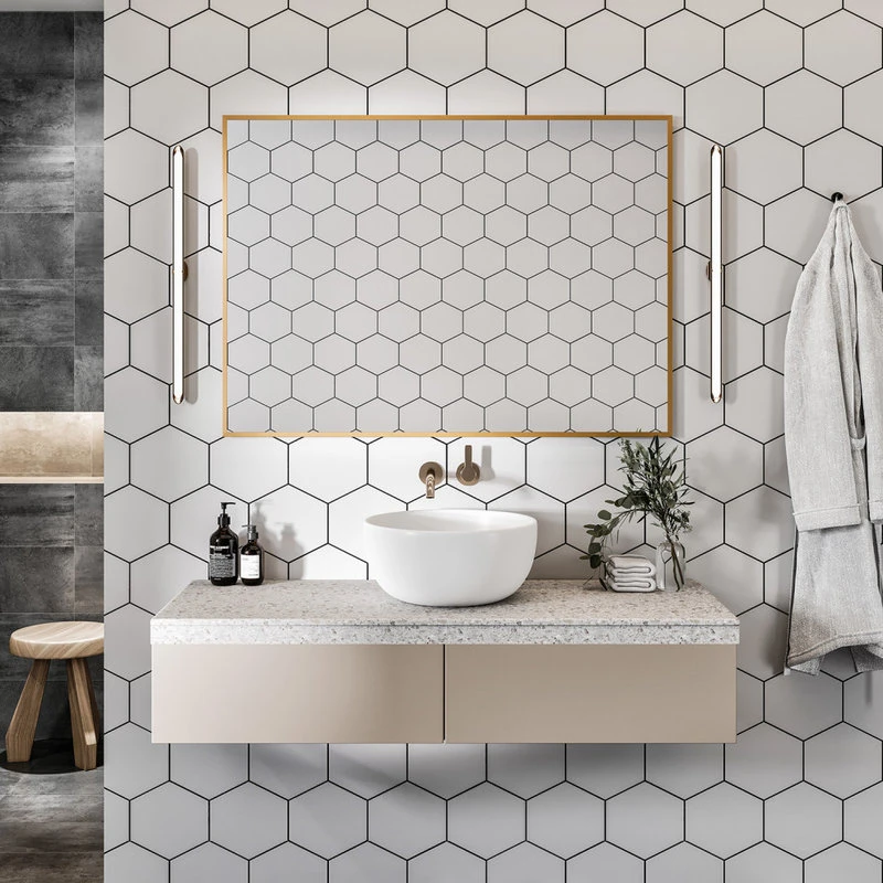 Eviva LLC EVIVA Gold 42x30" Modern Framed Bathroom Mirror 4 Eviva LLC EVIVA Gold 42x30" Modern Framed Bathroom Mirror - Image 2