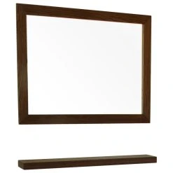 Bellaterra Home Rectangular Solid Wood Dark Walnut Frame Mirror
