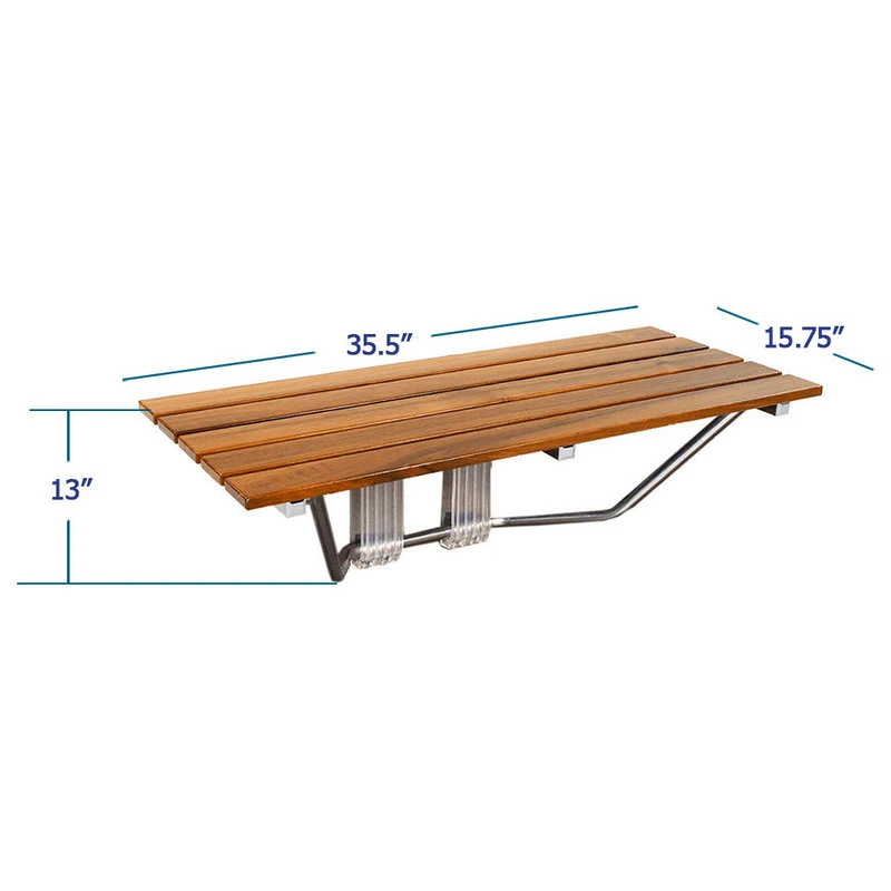 Crosslinks 36" ADA Compliant Teak Wood Folding Shower Bench Seat, Wall Mounted 7 Crosslinks 36" ADA Compliant Teak Wood Folding Shower Bench Seat, Wall Mounted - Image 5