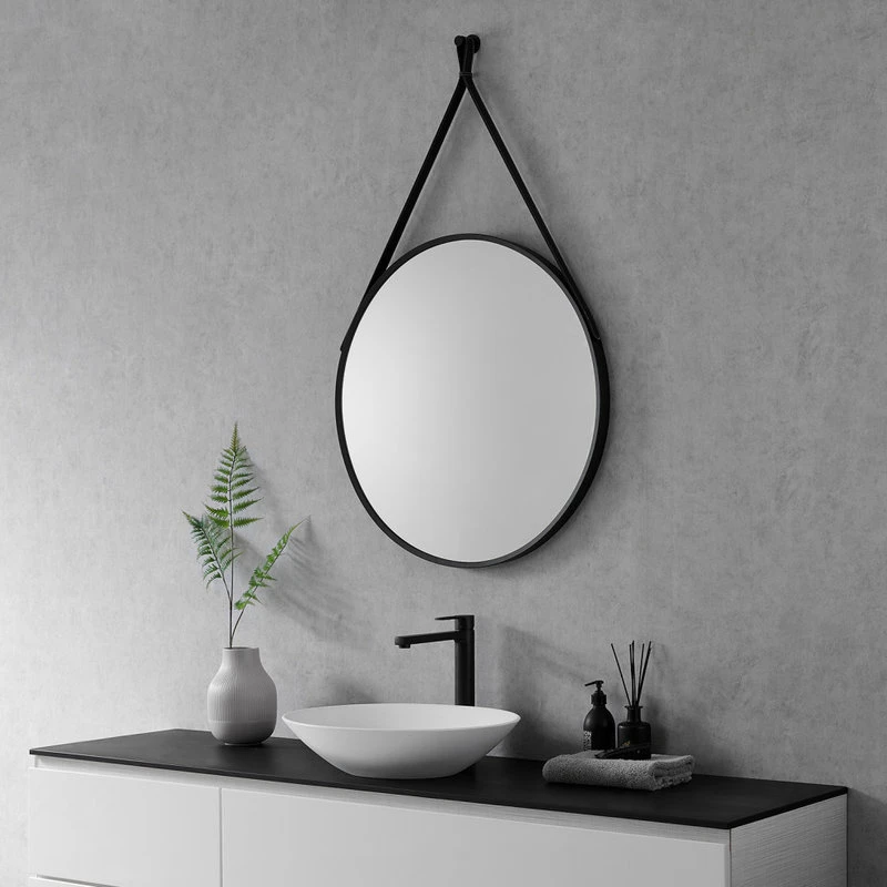 Altair Epoca 28" Circle Bathroom/Vanity Aluminum Framed Wall Mirror, Matt Black 8 Altair Epoca 28" Circle Bathroom/Vanity Aluminum Framed Wall Mirror, Matt Black - Image 6