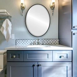 OVALCREST By The Oval And Round Mirror Store Medina Framed Oval Mirror, Matte Black, 19"x25" -Laural Home Shop f5012c4700903f90 1336 w800 h800 b0 p0