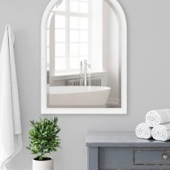 Uniek Hogan Wood Framed Arch Mirror, White 20x30 -Laural Home Shop f511452600b637c0 3403 w800 h800 b0 p0