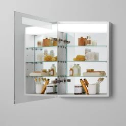 Ronbow Corp. Ronbow 24" Damien Contemporary Metal Frame LED Medicine Cabinet, Satin Aluminum -Laural Home Shop f5311faa0a57bcf8 9230 w800 h800 b0 p0