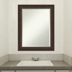 Amanti Art Lara Bronze Beveled Wood Bathroom Wall Mirror - 22.5 X 28.5 In. -Laural Home Shop f681de5a034463cd 6864 w800 h800 b0 p0