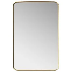 Vinnova Mutriku Rectangle Metal Wall Mirror, Brushed Gold, 24" W X 36" H
