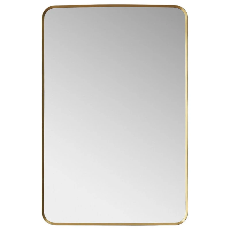 Vinnova Mutriku Rectangle Metal Wall Mirror, Brushed Gold, 24" W X 36" H 3 Vinnova Mutriku Rectangle Metal Wall Mirror, Brushed Gold, 24" W X 36" H