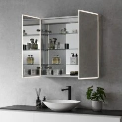 Altair Carsoli 36" Clear Glass Surface-Mount/Recessed LED Mirror Medicine Cabinet -Laural Home Shop f7b196c402c4de82 8082 w800 h800 b0 p0