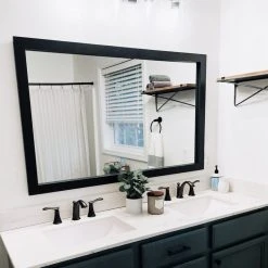 FrameMyMirror Meade Framed Wall Mirror, Black, 28"x48" 28 FrameMyMirror Meade Framed Wall Mirror, Black, 28"x48" -Laural Home Shop f7d173cf03bf4625 9967 w800 h800 b0 p0