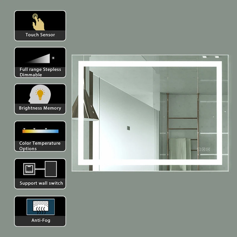 KINWELL LED Lighted Bathroom Mirror With Defogger And Dimmer, 32"x40" 6 KINWELL LED Lighted Bathroom Mirror With Defogger And Dimmer, 32"x40" - Image 4