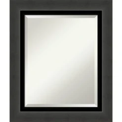 Amanti Art Tuxedo Black Beveled Bathroom Wall Mirror - 21 X 25 In.