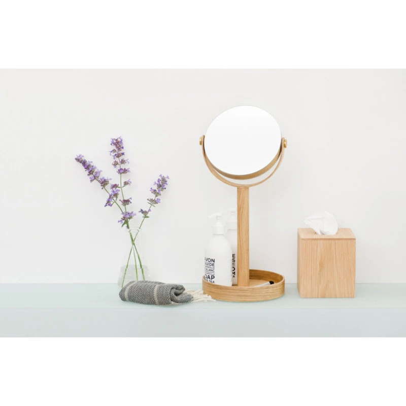 Coppice Natural Oak Double Face Mirror With Storage Tray | Wireworks Close-up 8 Coppice Natural Oak Double Face Mirror With Storage Tray | Wireworks Close-up - Image 6