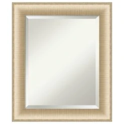 Amanti Art Elegant Brushed Honey Beveled Bathroom Wall Mirror - 20.75 X 24.75 In.