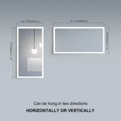 Dowell K&B Supplies Richter LED Mirror, White, 16"wx32"hx1"d -Laural Home Shop f941e48703a5e90b 8699 w800 h800 b0 p0