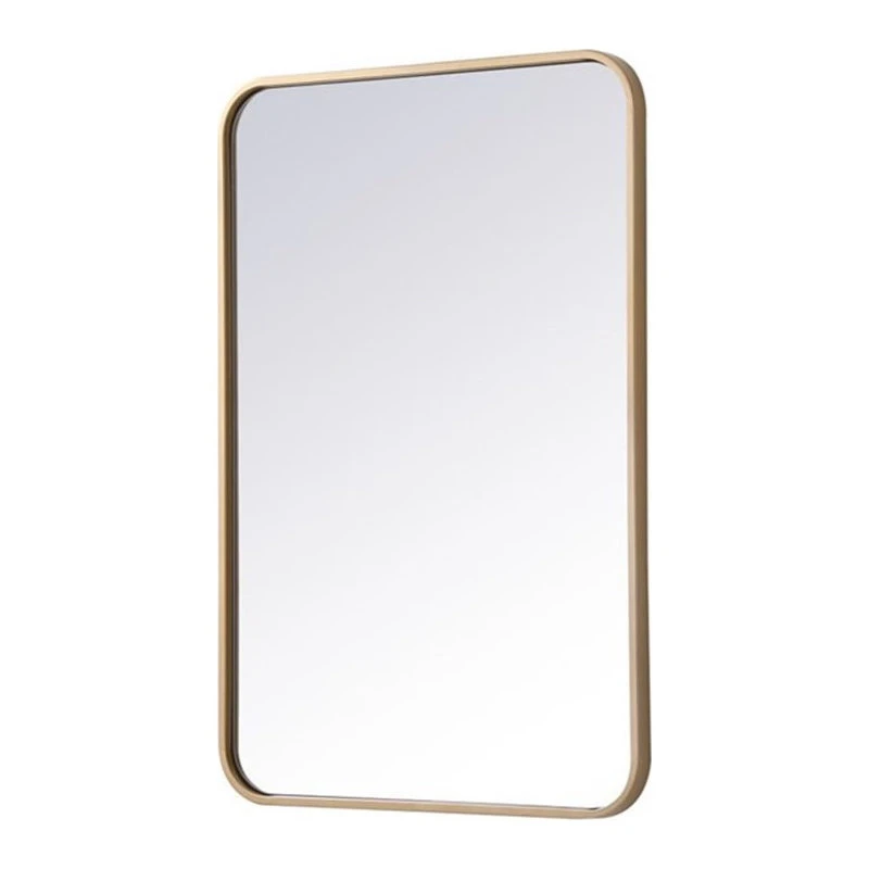 Elegant Furniture & Lighting Elegant Decor Evermore 20x30" Soft Corner Metal Rectangular Mirror In Brass 6 Elegant Furniture & Lighting Elegant Decor Evermore 20x30" Soft Corner Metal Rectangular Mirror In Brass - Image 4