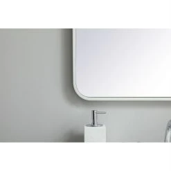 Elegant Furniture & Lighting Soft Corner Metal Rectangular Mirror 24X32", White -Laural Home Shop f99158840104068d 7095 w800 h800 b0 p0