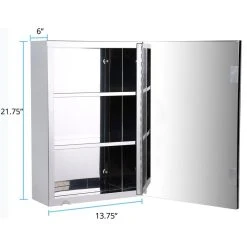 Renovators Supply Manufacturing Stainless Steel Wall Mounted Medicine Cabinet With Mirror 22" H X14" W 3 Shelves -Laural Home Shop f9c19fa20b58c2a2 9994 w800 h800 b1 p0
