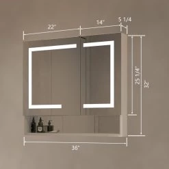 Modland Modern LED Mirror Medicine Cabinet With 3-Touch Switches, Aluminum Natural Color Oxidation -Laural Home Shop fa0151d9039447a5 9083 w800 h800 b0 p0