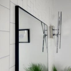 Decor Wonderland Vanta Metal Framed Wall Mirror With Dual Mounting Brackets, Black, 39.5 In. X 29 -Laural Home Shop fa01e3dd00495c78 8384 w800 h800 b0 p0