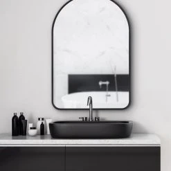 Uniek Caskill Framed Arch Wall Mirror, Black 24x36 -Laural Home Shop fa11f774005102e7 7777 w800 h800 b0 p0