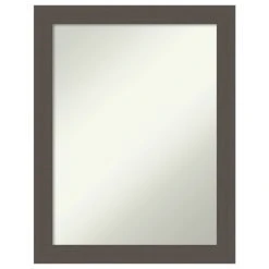 Amanti Art Brushed Pewter Non-Beveled Bathroom Wall Mirror - 21.5 X 27.5 In.