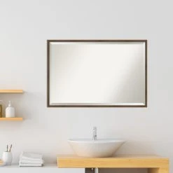 Amanti Art Lucie Light Bronze Beveled Wood Bathroom Wall Mirror - 37 X 25 In. -Laural Home Shop fac173560e3d6b78 6645 w800 h800 b0 p0