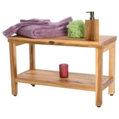 EcoDecors EarthyTeak Classic Teak Shower Bench With Shelf, 29" -Laural Home Shop fb41a3ca0a2ed4a0 8286 w800 h800 b1 p0