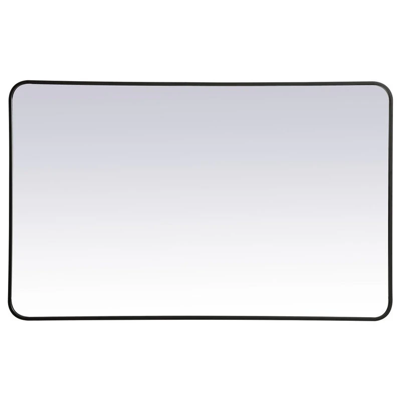 Elegant Furniture & Lighting Ellis Soft Corner Metal Rectangular Mirror, Black, 30"x48" 3 Elegant Furniture & Lighting Ellis Soft Corner Metal Rectangular Mirror, Black, 30"x48"