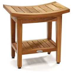 AquaTeak Patented 18" Maluku™ Teak Shower Bench With Shelf
