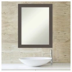 Amanti Art Brushed Pewter Non-Beveled Bathroom Wall Mirror - 21.5 X 27.5 In. -Laural Home Shop fcd1b7a702bdde2e 6140 w800 h800 b1 p0