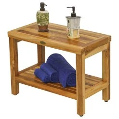 EcoDecors EarthyTeak Classic Teak Shower Bench With Shelf, 24" -Laural Home Shop fcf143790a2ed4a5 8277 w800 h800 b1 p0