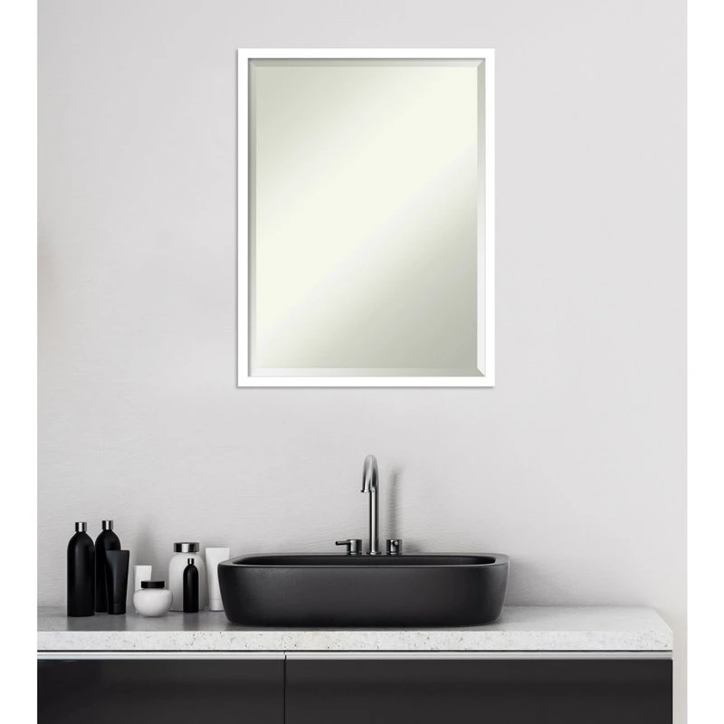 Amanti Art Svelte White Beveled Wood Bathroom Wall Mirror - 19.5 X 25.5 In. 9 Amanti Art Svelte White Beveled Wood Bathroom Wall Mirror - 19.5 X 25.5 In. - Image 7