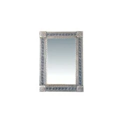 Fine Crafts & Imports Big Silver Greca Tile Talavera Tin Mirror