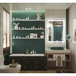 Keonjinn 3-Colors LED Bathroom Mirror, Anti-Fog Memory Dimmable, Sliver, 36x28 -Laural Home Shop ff61a20b030e23f3 3695 w800 h800 b0 p0